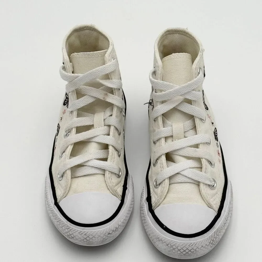 Converse All Star Chuck Taylor High Top Embroidered Butterflies Stars - US Littl